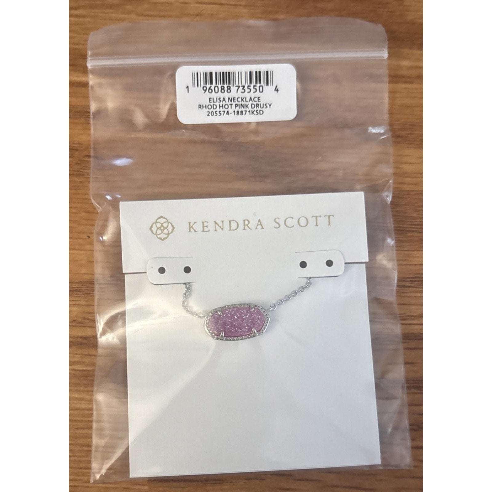 Kendra Scott Elisa Silver Pendant Necklace in Azalea Illusion Hot Pink Druisy