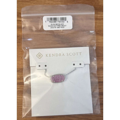 Kendra Scott Elisa Silver Pendant Necklace in Azalea Illusion Hot Pink Druisy