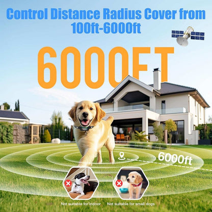 GPS Wireless Electric Dog Fence Pet Containment System Shock Collar 99-5997FT