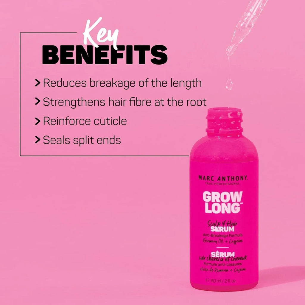 Grow Long Scalp & Hair Serum By Marc Anthony 2 FL OZ Rosemary Caffeine Biotin Gi