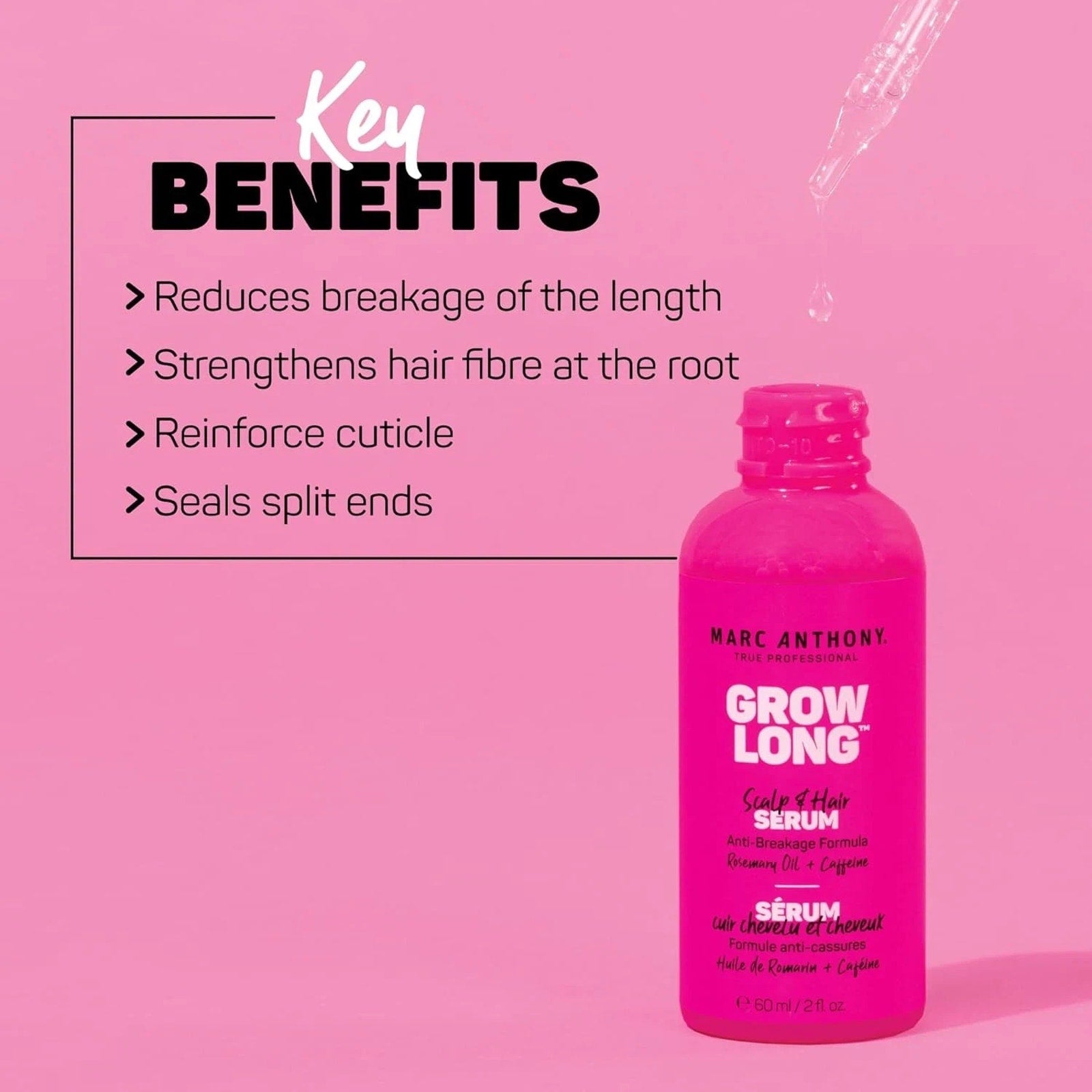 Grow Long Scalp & Hair Serum By Marc Anthony 2 FL OZ Rosemary Caffeine Biotin Gi