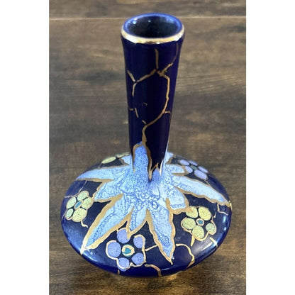 VTG REGINA Paris GOUDA HOLLAND ART POTTERY 109 Cobalt Blue Hand Painted BUD VASE