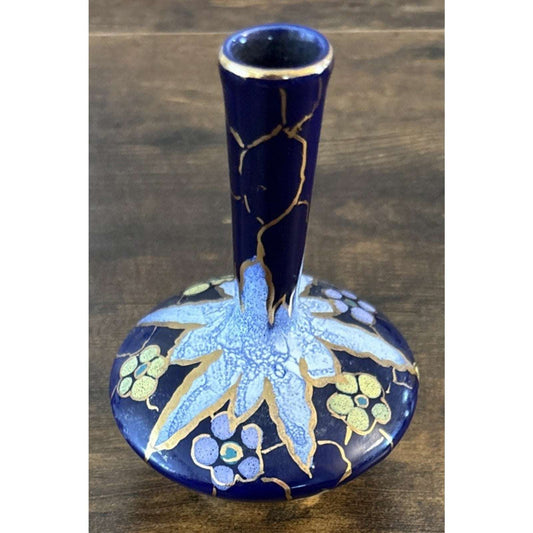 VTG REGINA Paris GOUDA HOLLAND ART POTTERY 109 Cobalt Blue Hand Painted BUD VASE