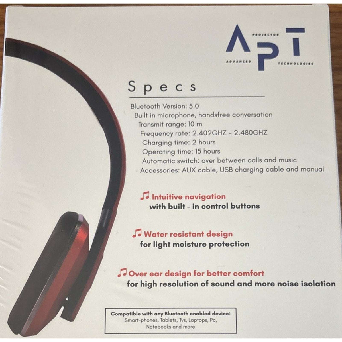 $499 APT Advanced Projector Technologies Bluetooth Noise Canceling Headset w Mic
