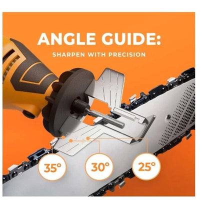 135W Sharp Pebble Electric Chainsaw Sharpener Kit 4PC Diamond Wheel Angle Guide