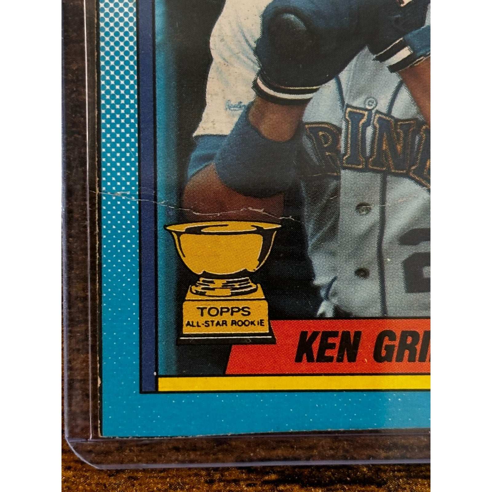 1990 TOPPS KEN GRIFFEY JR. ~ SCAR & BLANK BACK BOX TOP CARD ~ MARINERS - RC
