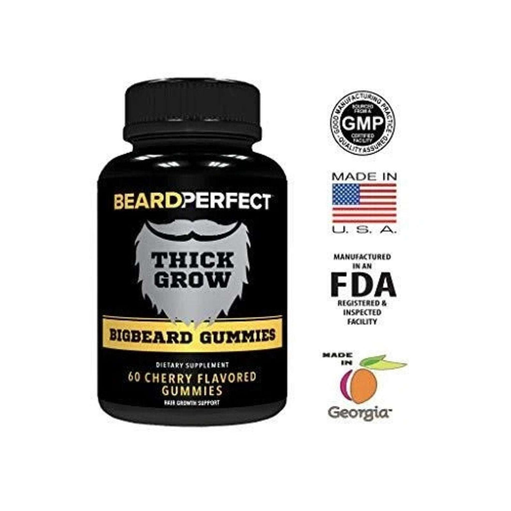 BeardPerfect THICKGROW BIGBEARD Gummies 60 Cherry w/ Biotin Vitamin B12 C D Zinc
