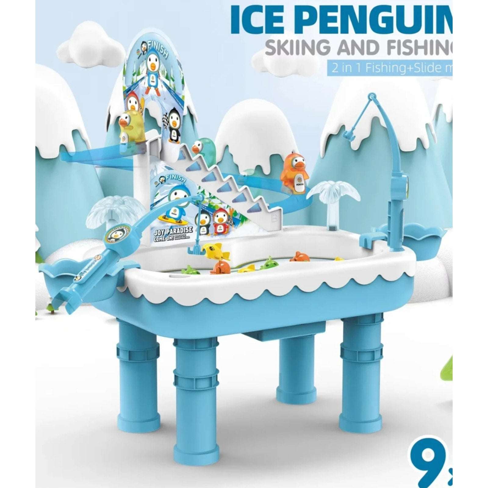 Kids Ice Penguin Splash Pond Toddler Fishing & Skiing Water Mini Activity Table