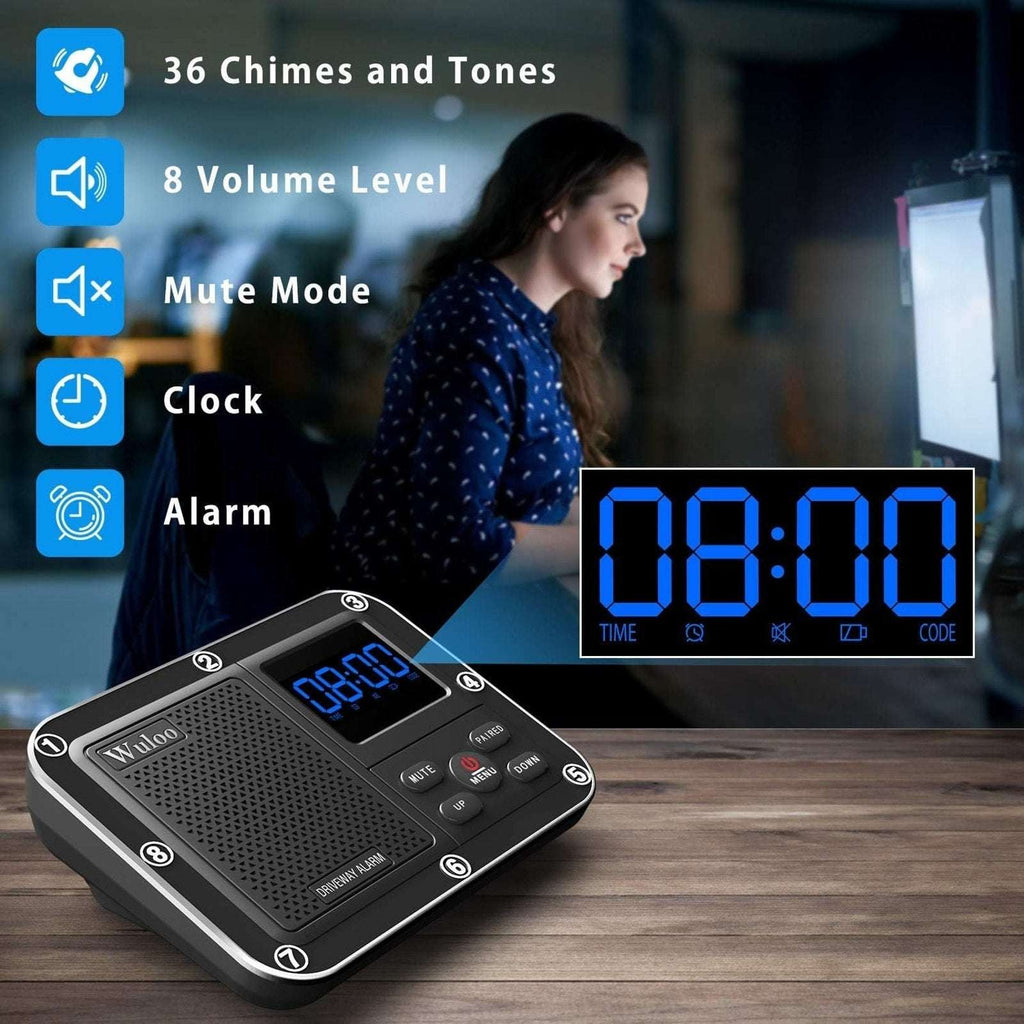 Wuloo 1800ft Solar Driveway Alarm Wireless Weatherproof Motion Sensor 1R/4Sensor