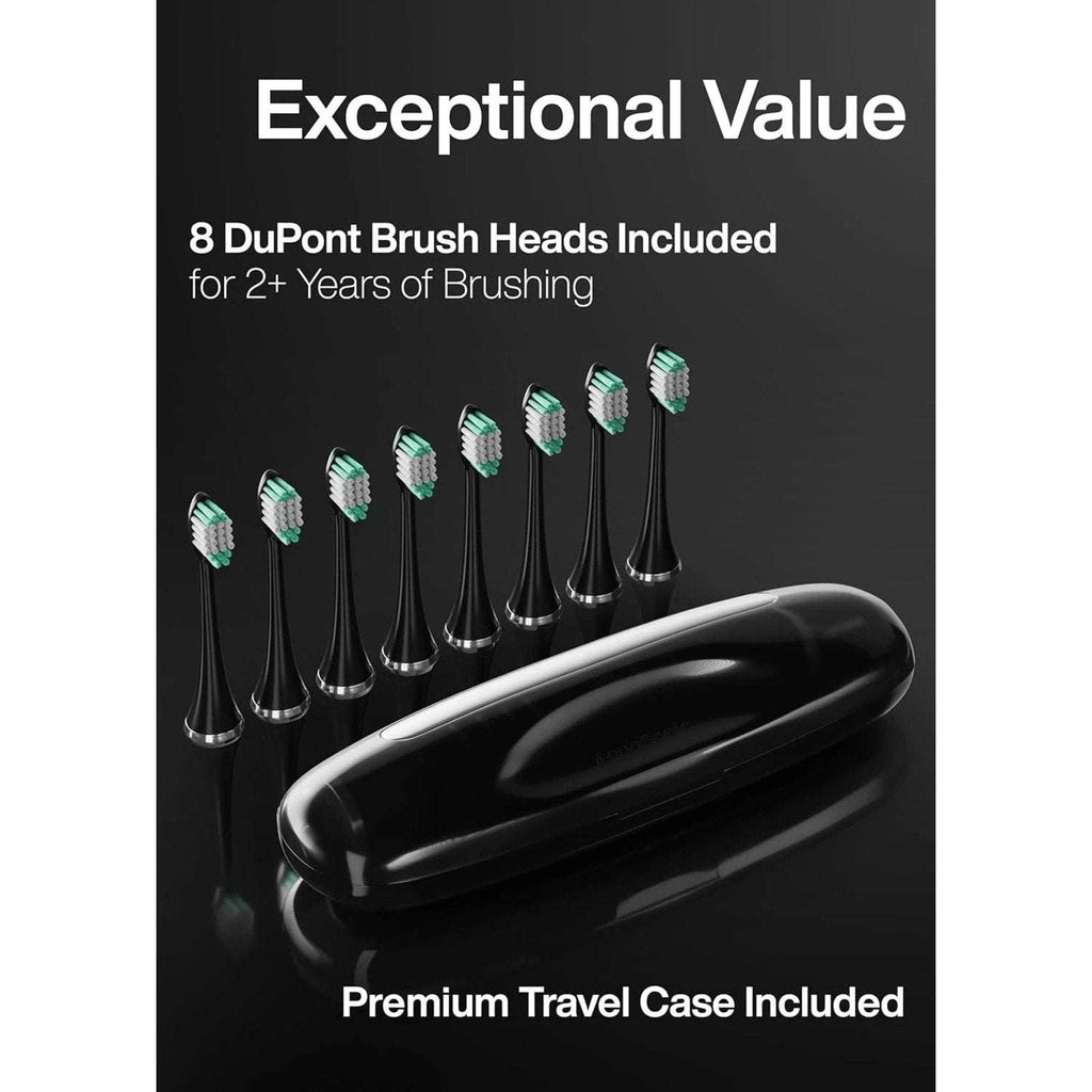 Aquasonic Black Series Electric Toothbrush Ultra Whitening + Case, 8 Heads ADA