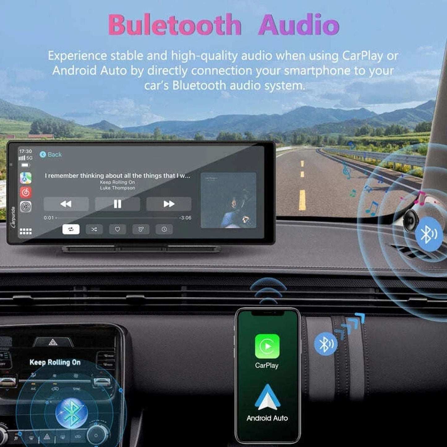 CARPURIDE W903 Smart Multimedia Wireless Carplay & Android Auto with Dash Camera