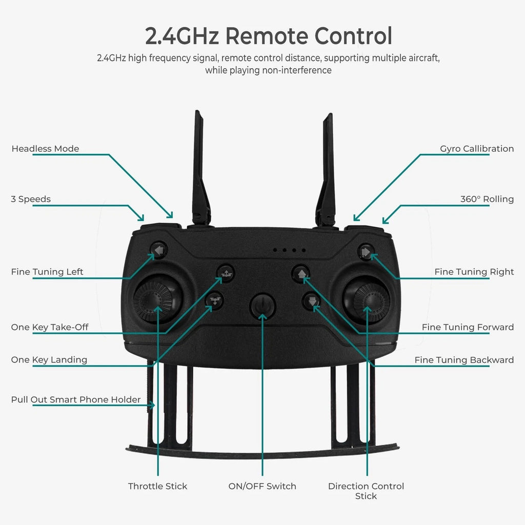 2.4 GHz Black Falcon Drone with 4k Camera Collapsible Quadcopter with Case