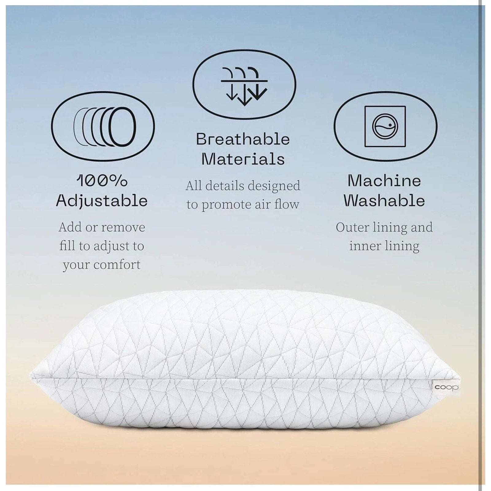 Coop Home Goods The Original Adjustable Bed Pillow Queen Microfiber Memory Foam