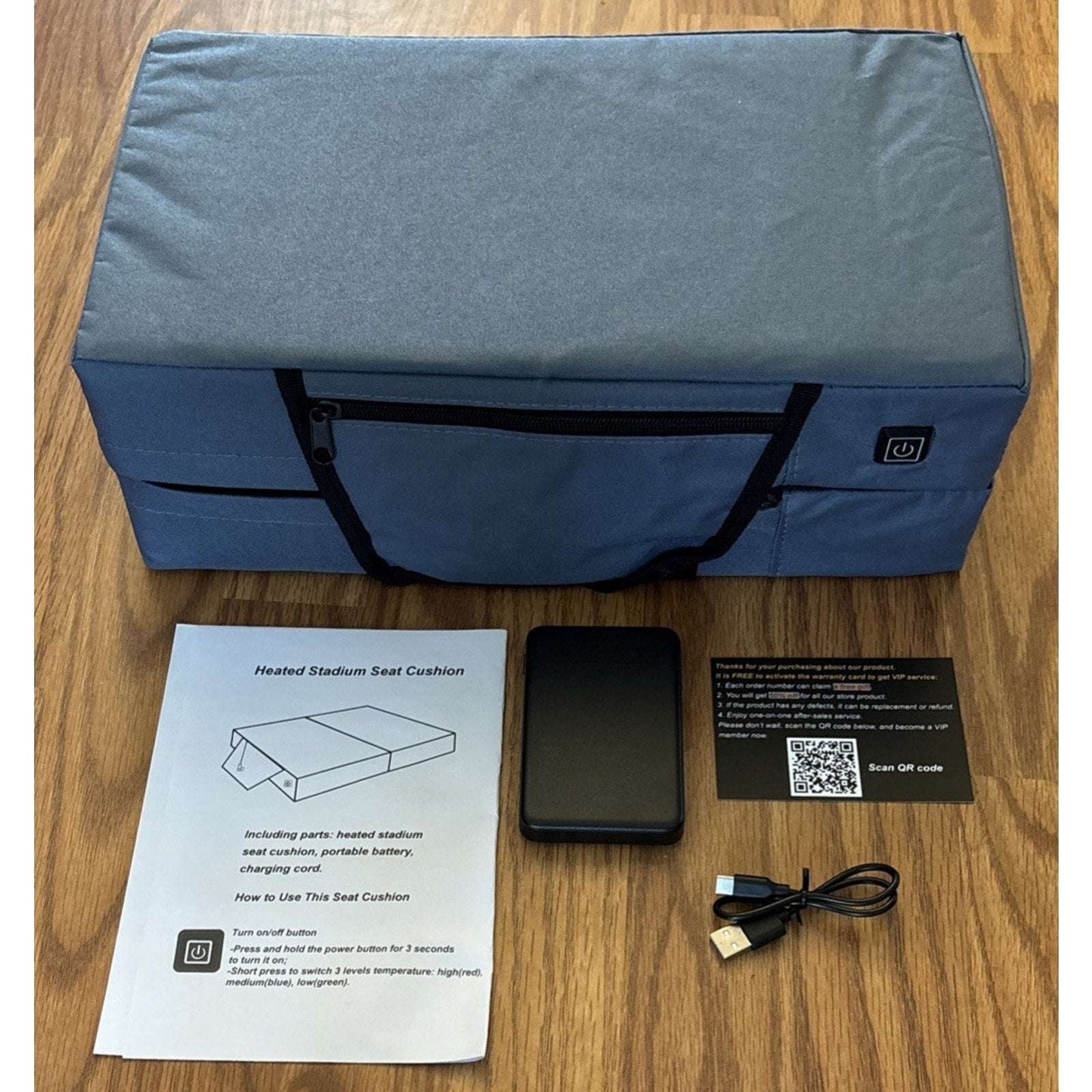 Extra Wide Heated Stadium Seat Cushion Foldable Portable Bleacher 3 Heat Setting