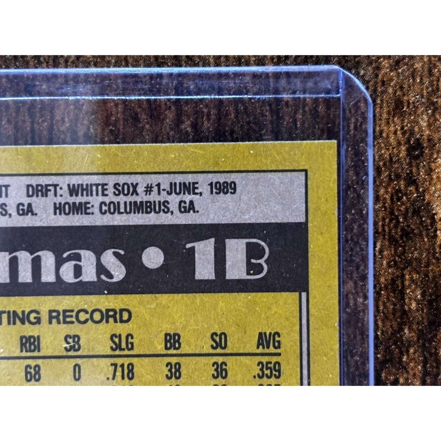 1990 Topps Frank Thomas #414 Chicago Whites Sox Rookie Card Error Card