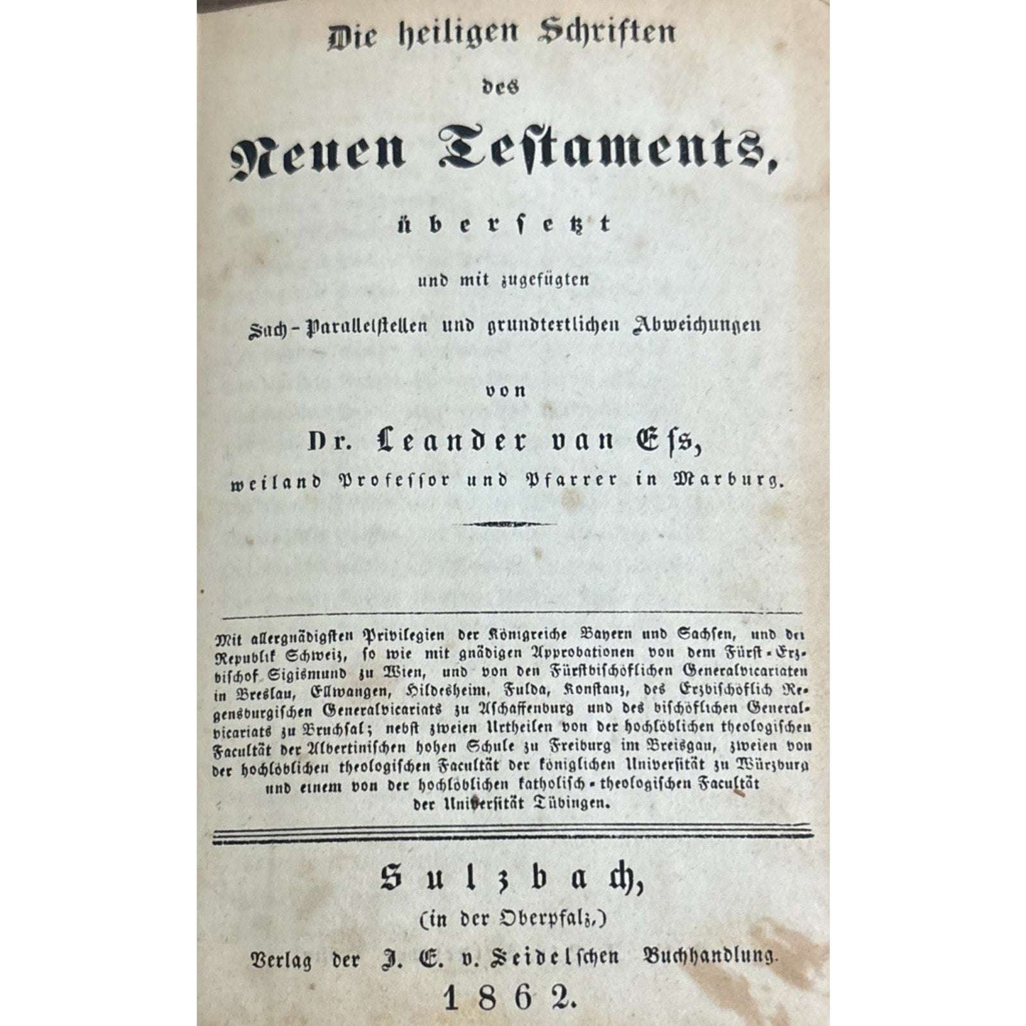 1862 German Bible New Testament Die Heiligen Schriften des Neuen Testament