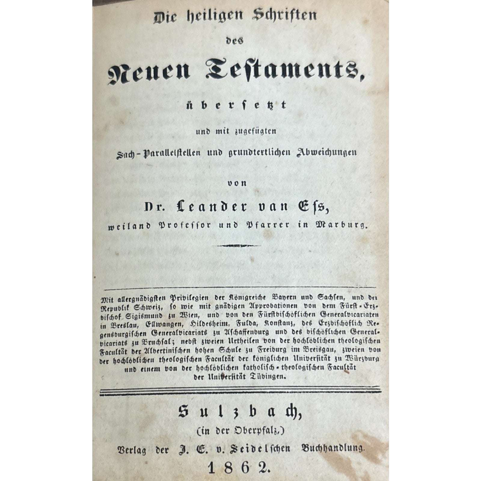 1862 German Bible New Testament Die Heiligen Schriften des Neuen Testament