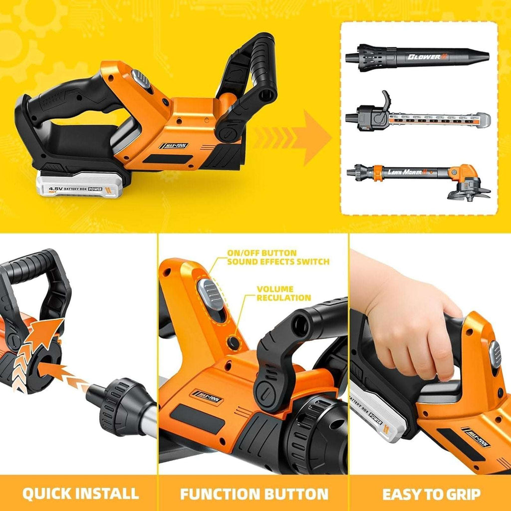 Kids Power Lawn Tool Set 3-in-1 w/ Sounds & Lights Weed Wacker, Trimmer & Blower