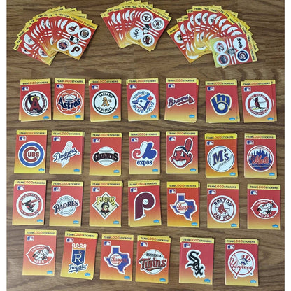 134Pcs 1991 Fleer MLB Baseball Teams Logo Stickers + Small 4-Team Sticker Cards