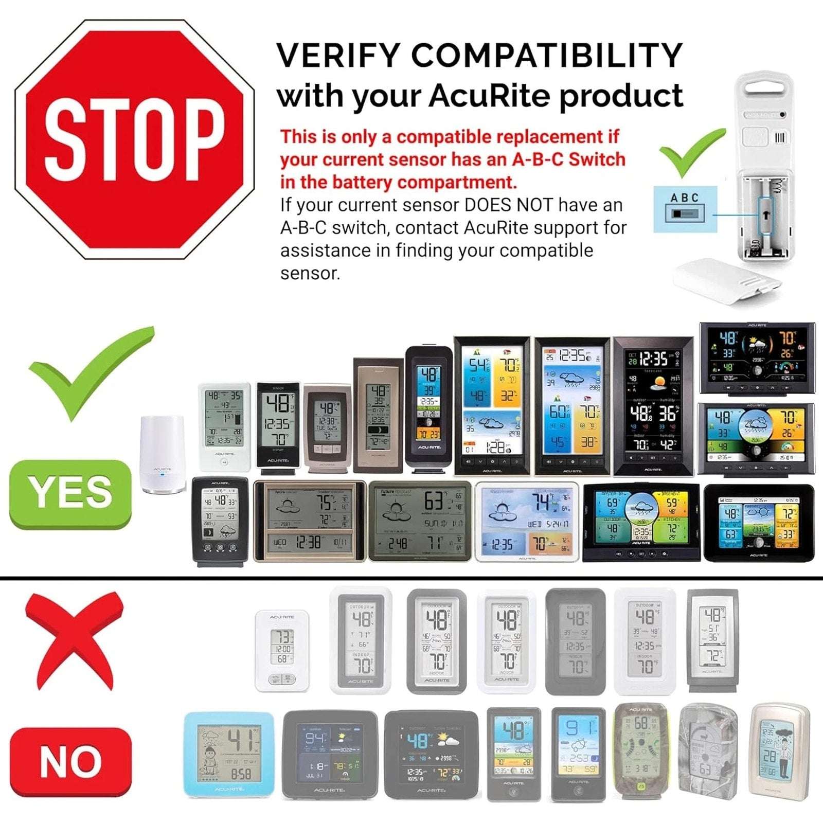 AcuRite Wireless Indoor Outdoor Temperature and Humidity Sensor (06002M) white