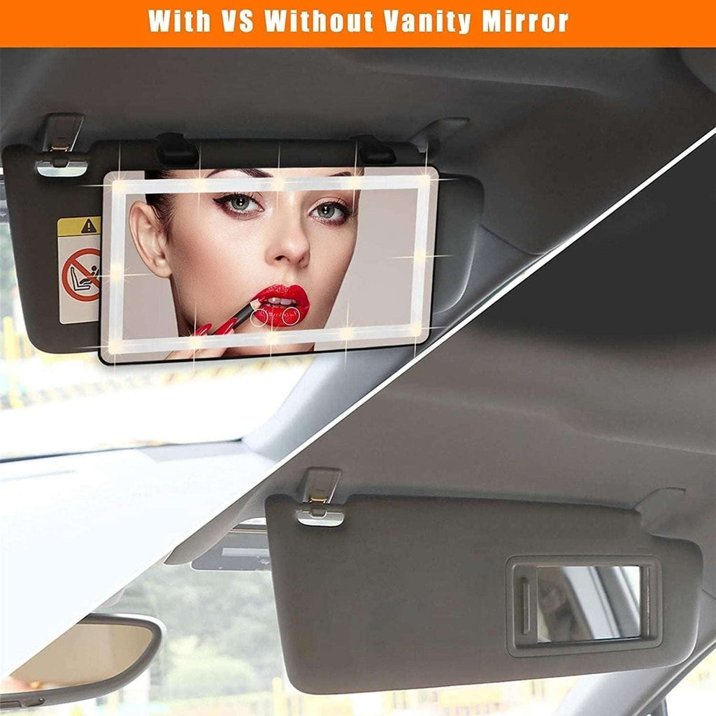 Car Sun Visor Vanity Mirror, Big Led Car Mirror w/ 3 Light Modes, 80 LEDs, Recha