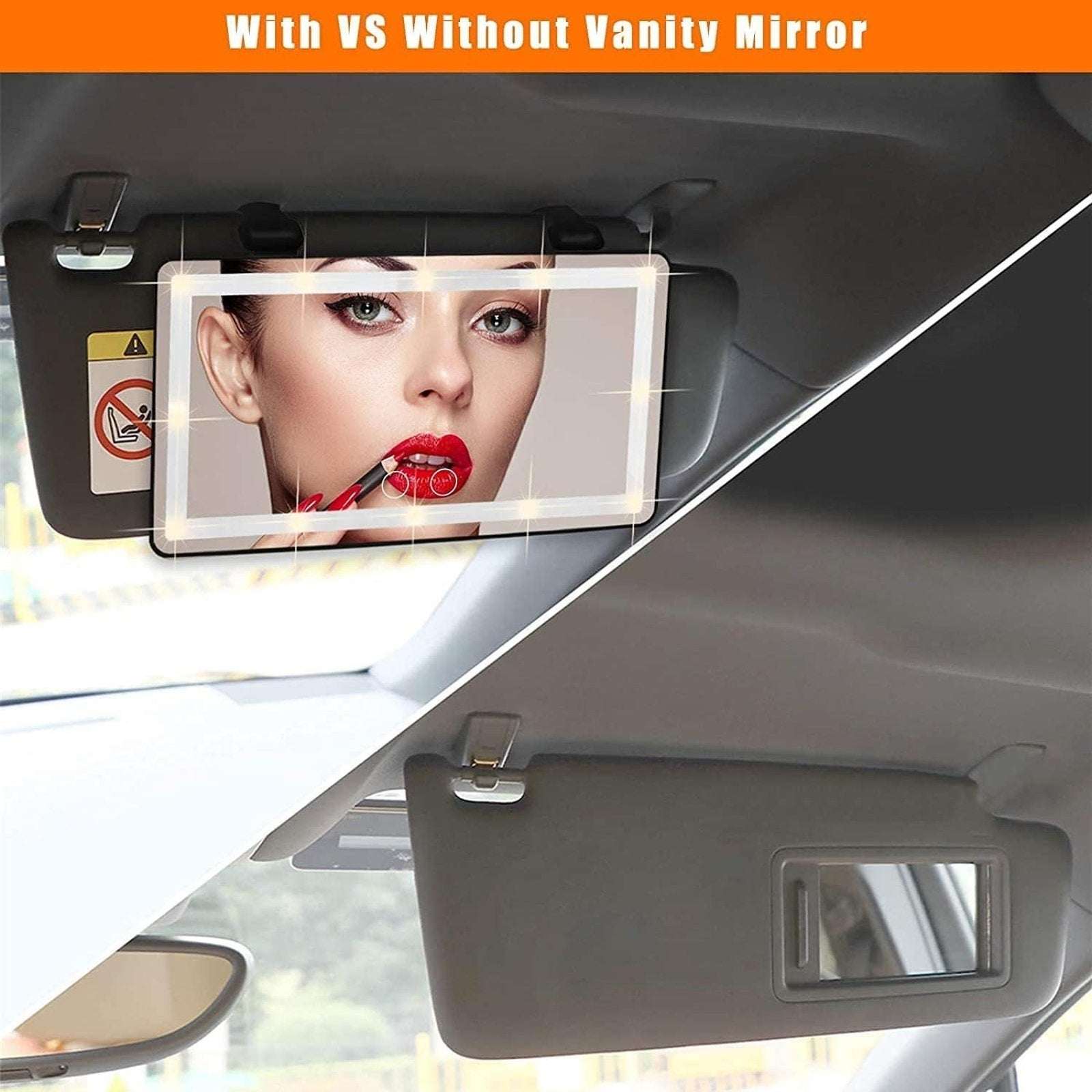 Car Sun Visor Vanity Mirror, Big Led Car Mirror w/ 3 Light Modes, 80 LEDs, Recha