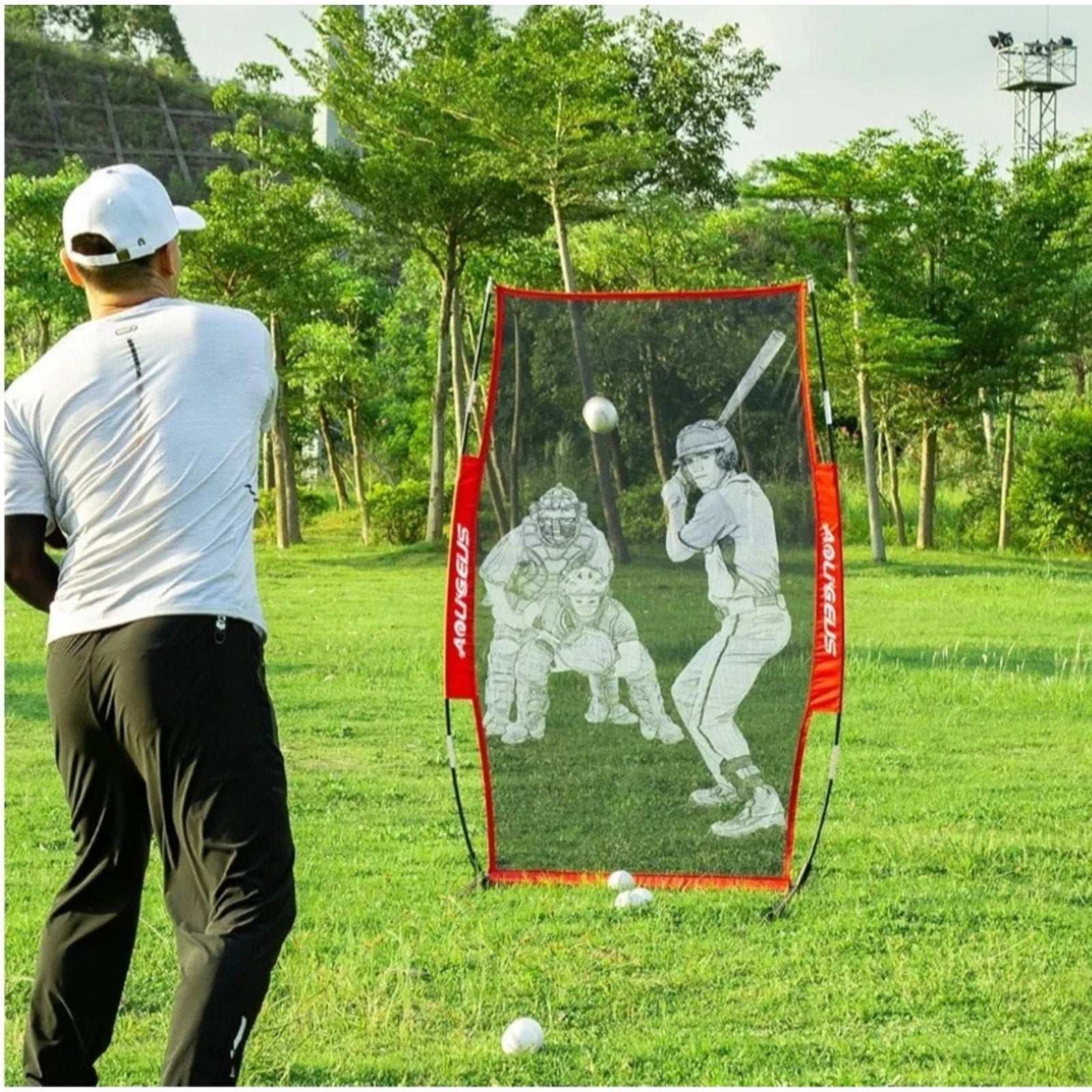 Baseball Batter Dummy Pitching Training Aid Target Durable w Stand & Carry Bag