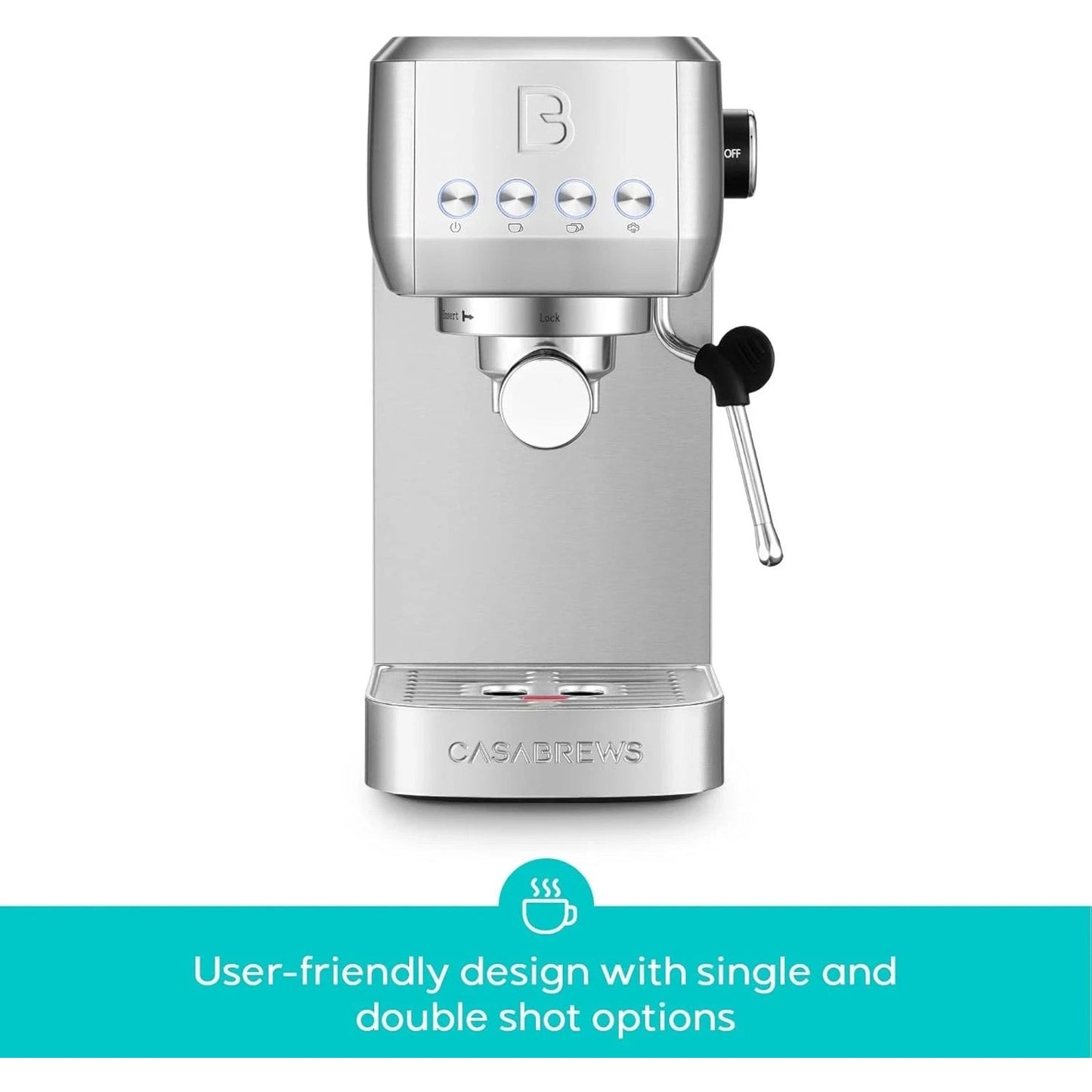 CASABREWS 3700 Essential Espresso Machine 20 Bar Stainless Steel w Steam Frother