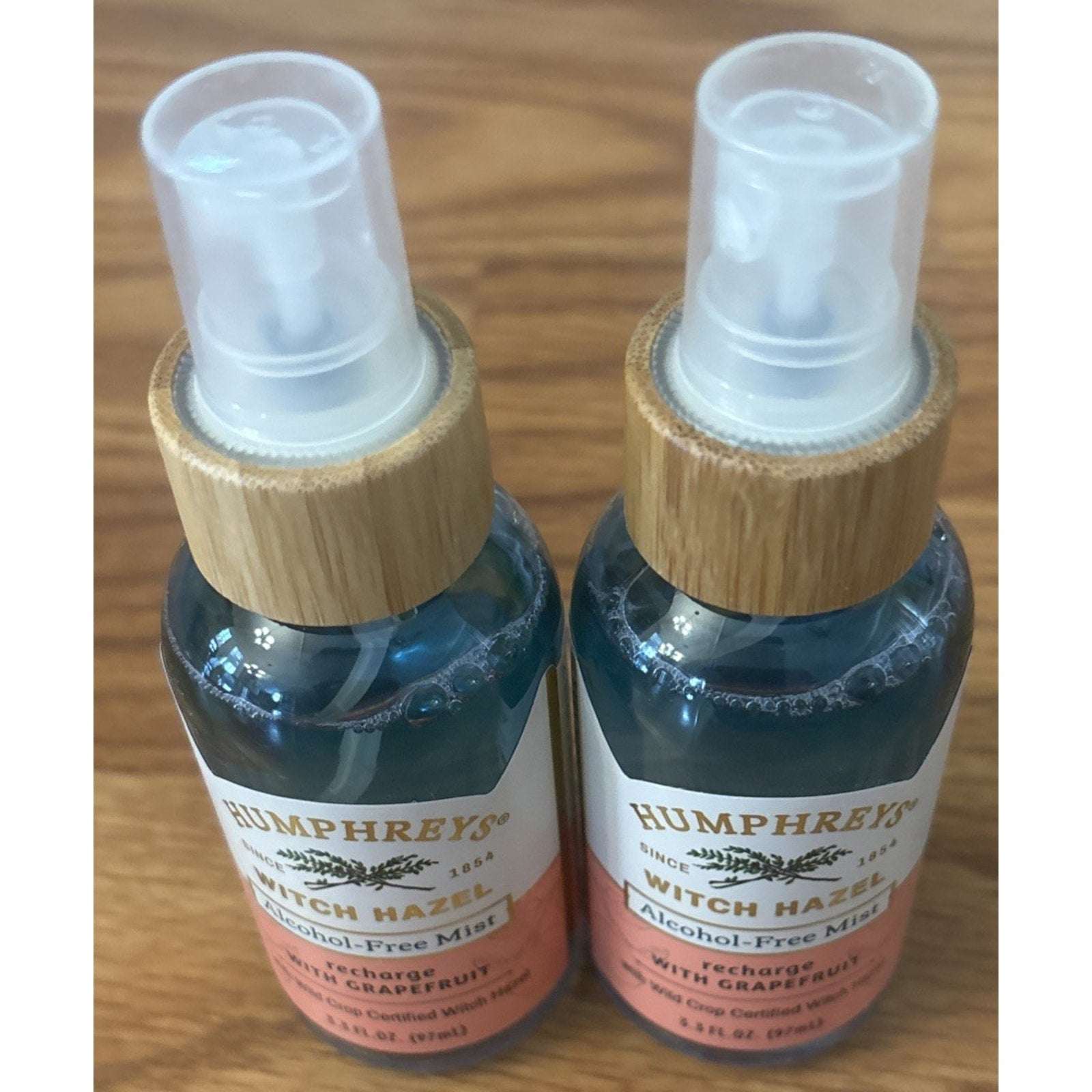 2x Humphreys Witch Hazel Alcohol Free Mist Recharge Grapefruit Tea Tree Aloe