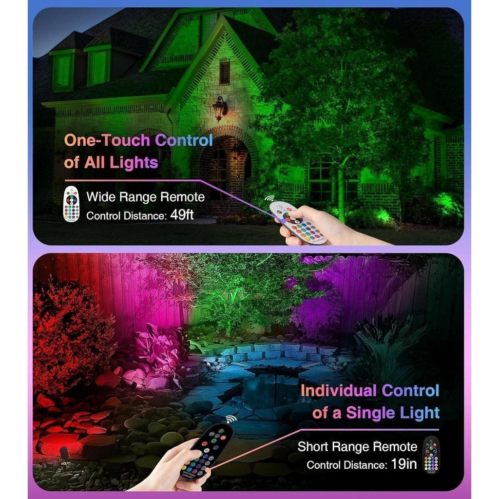 SUNVIE 4 Pack RGBW 12W Outdoor Waterproof Landscape Spotlights Plug-In w/ Remote