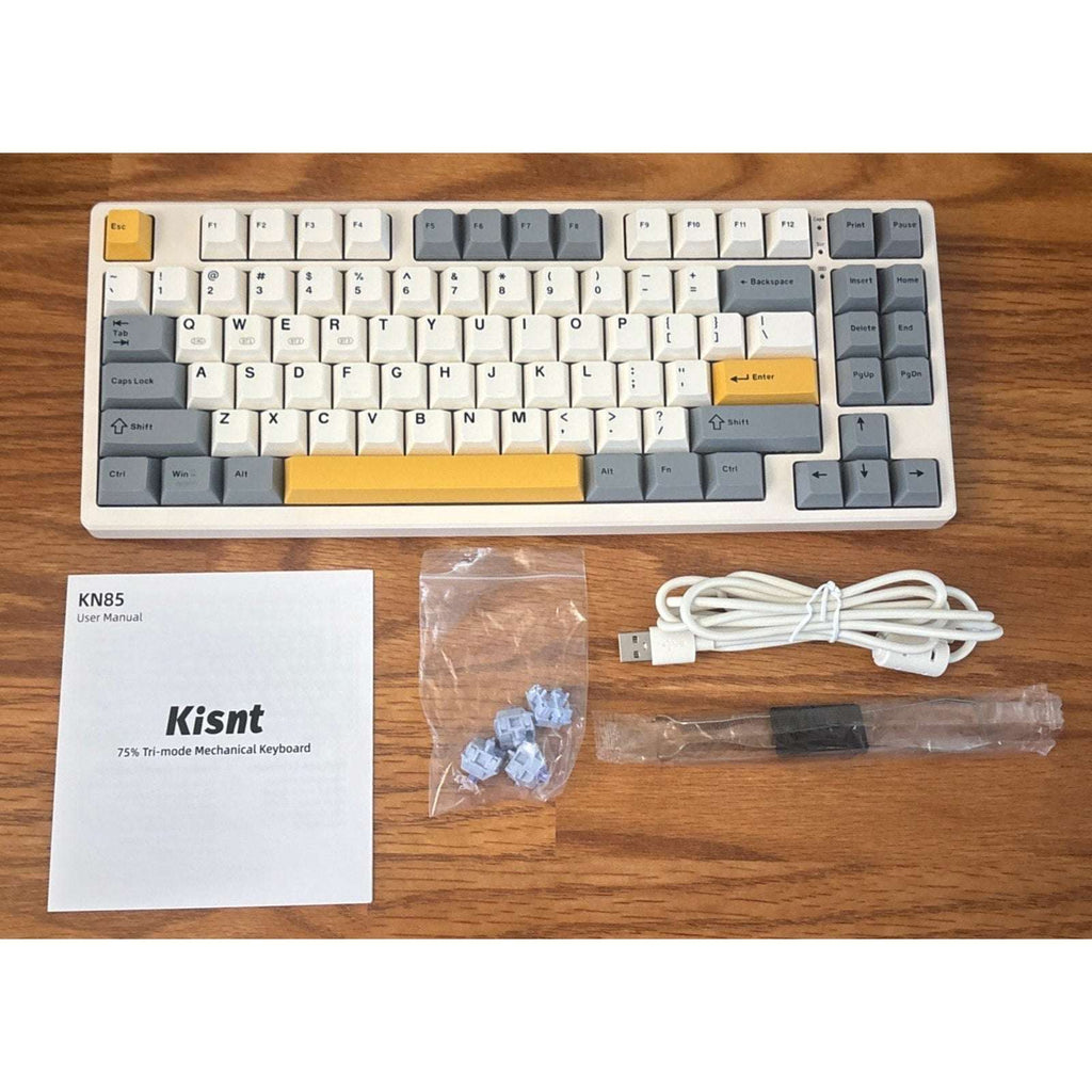 Kisnt Wireless Mechanical Keyboard, Gasket Mounted, Creamy Sound, RGB, Retro Bei