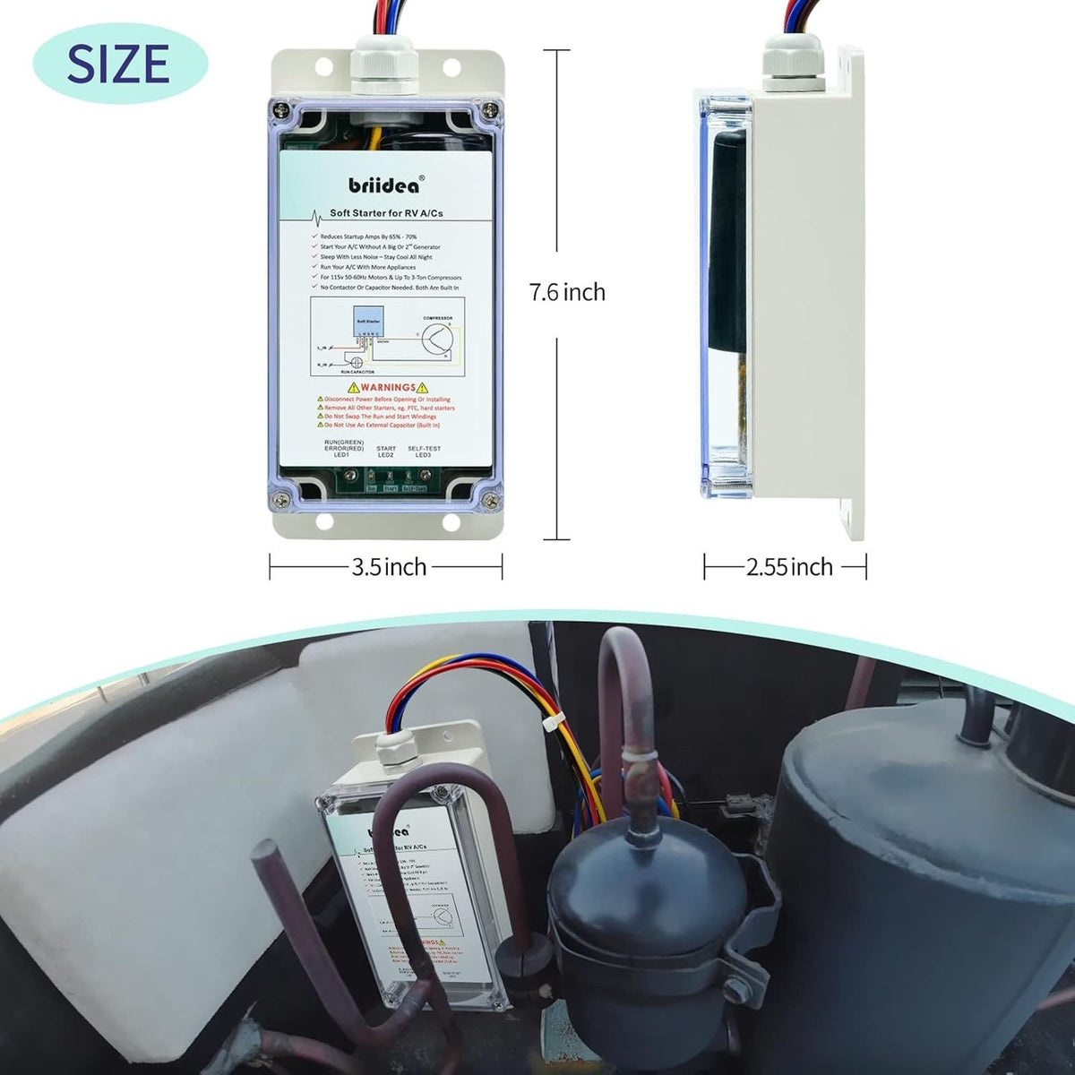 Briidea Soft Start for RVs Air Conditioner For 115v 50-60hz Motors HASS-02