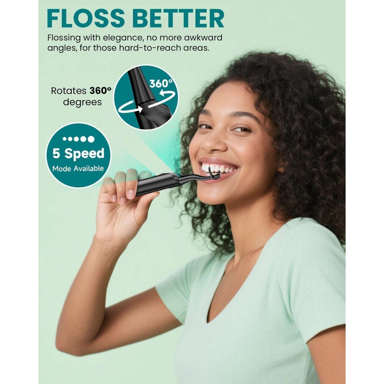 CNAPES Electric Oscillating & Vibrating Flosser + 54 Reusable Refill Floss Heads
