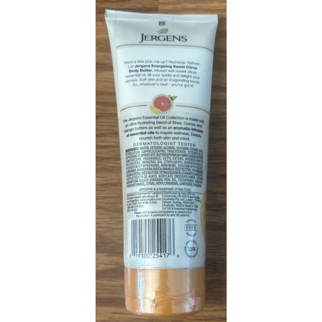 Jergens Energizing Sweet Citrus Body Butter Body Lotion, Moisturizer, 7 fl oz