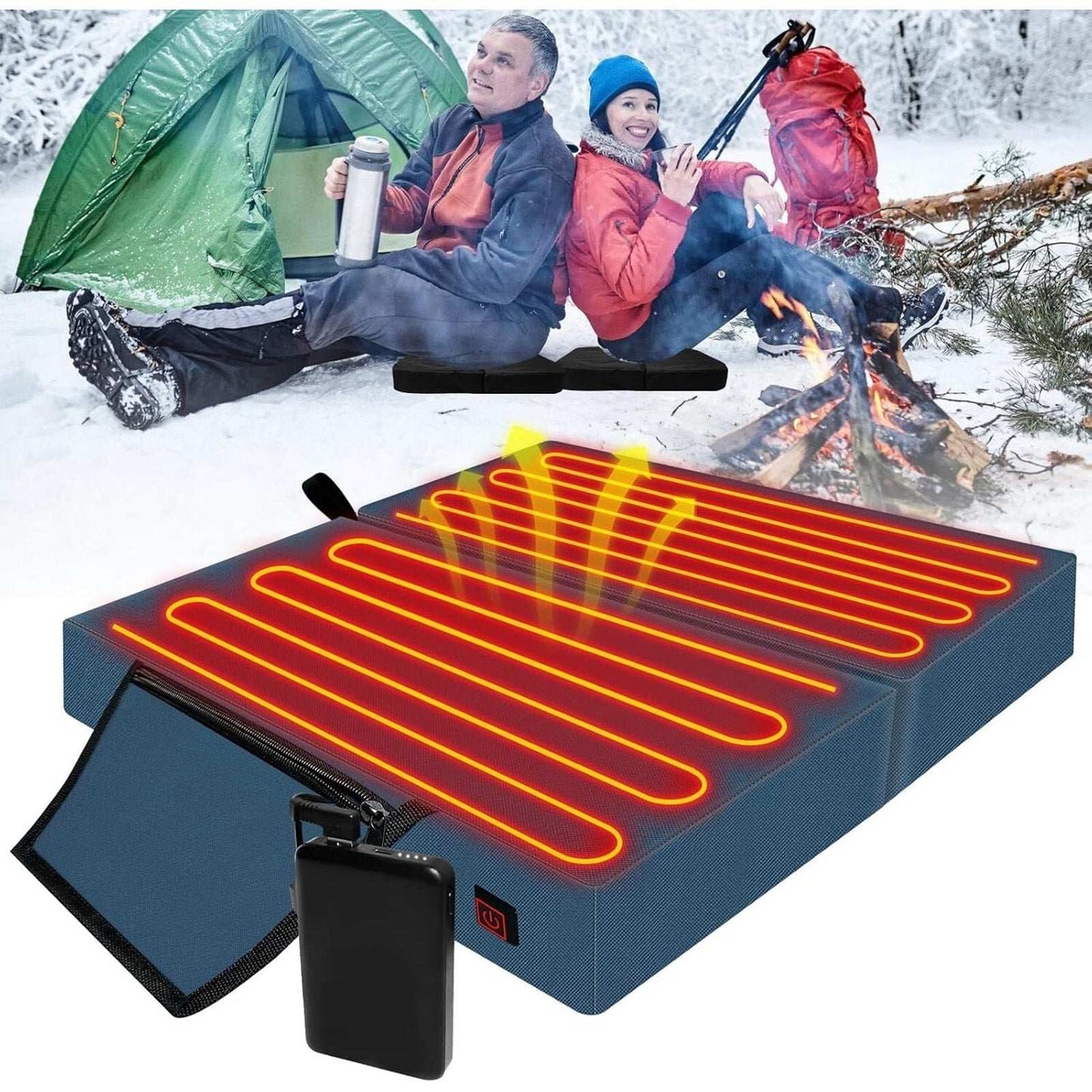 Extra Wide Heated Stadium Seat Cushion Foldable Portable Bleacher 3 Heat Setting