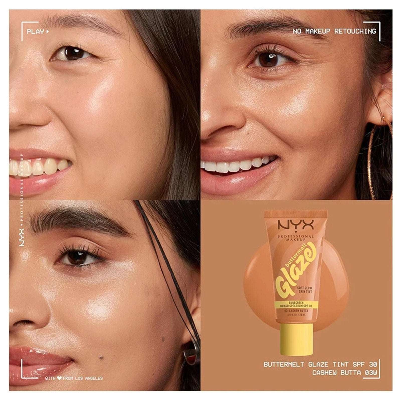 NYX Buttermelt Glaze Soft Glow Skin Tint Moisturizer SPF 30 in 03: Cashew Butta