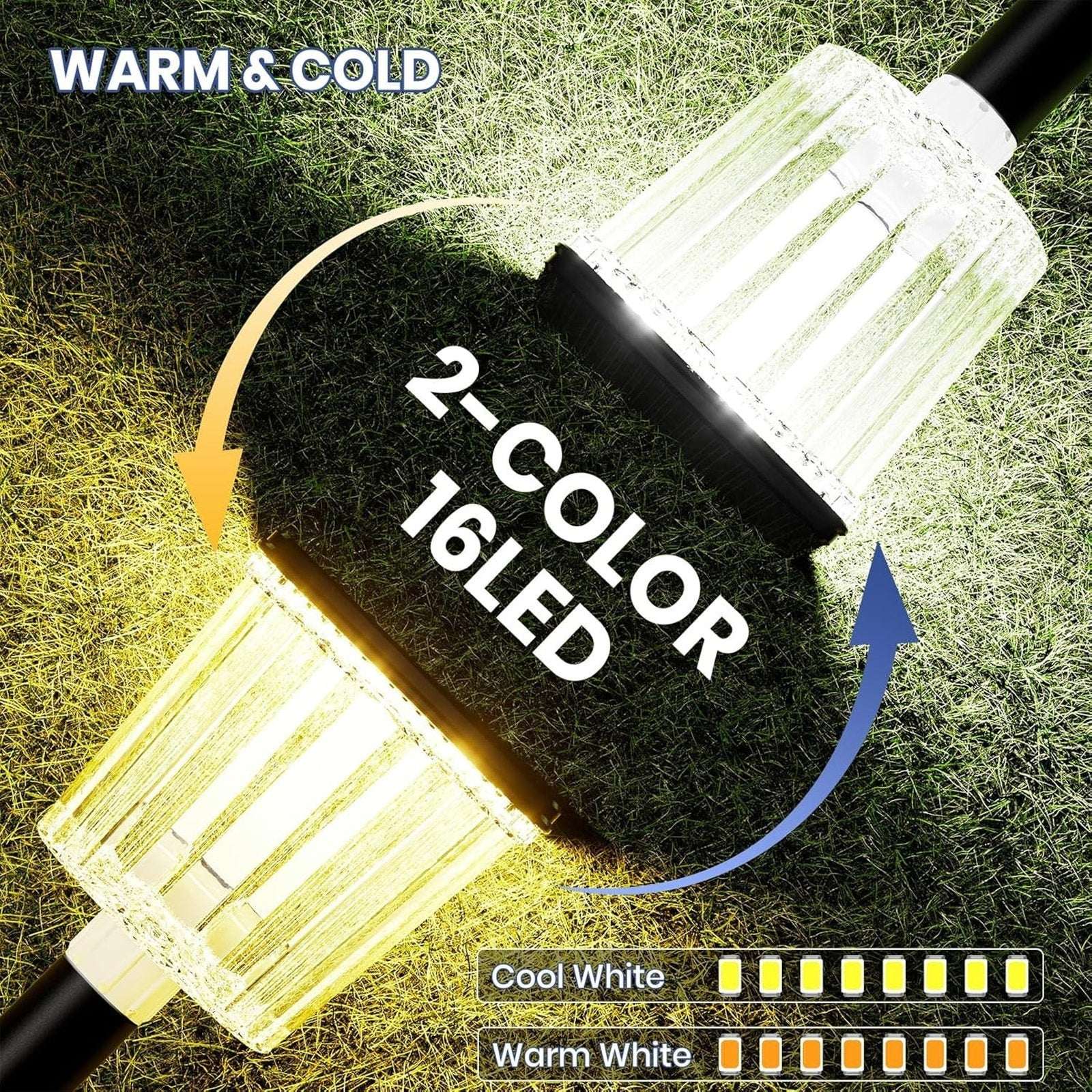 Solar Garden LED Lights Waterproof Landscape Pathway Warm & Cool 2-Color 8-Pack