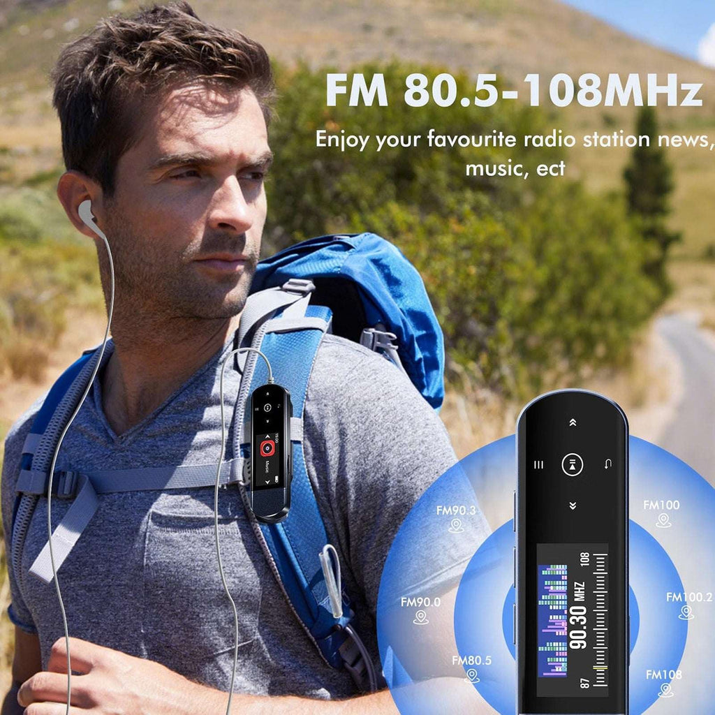 RUIZU 64GB USB-C MP3 Player Bluetooth 5.3, FM Radio & Clip Portable Music Player