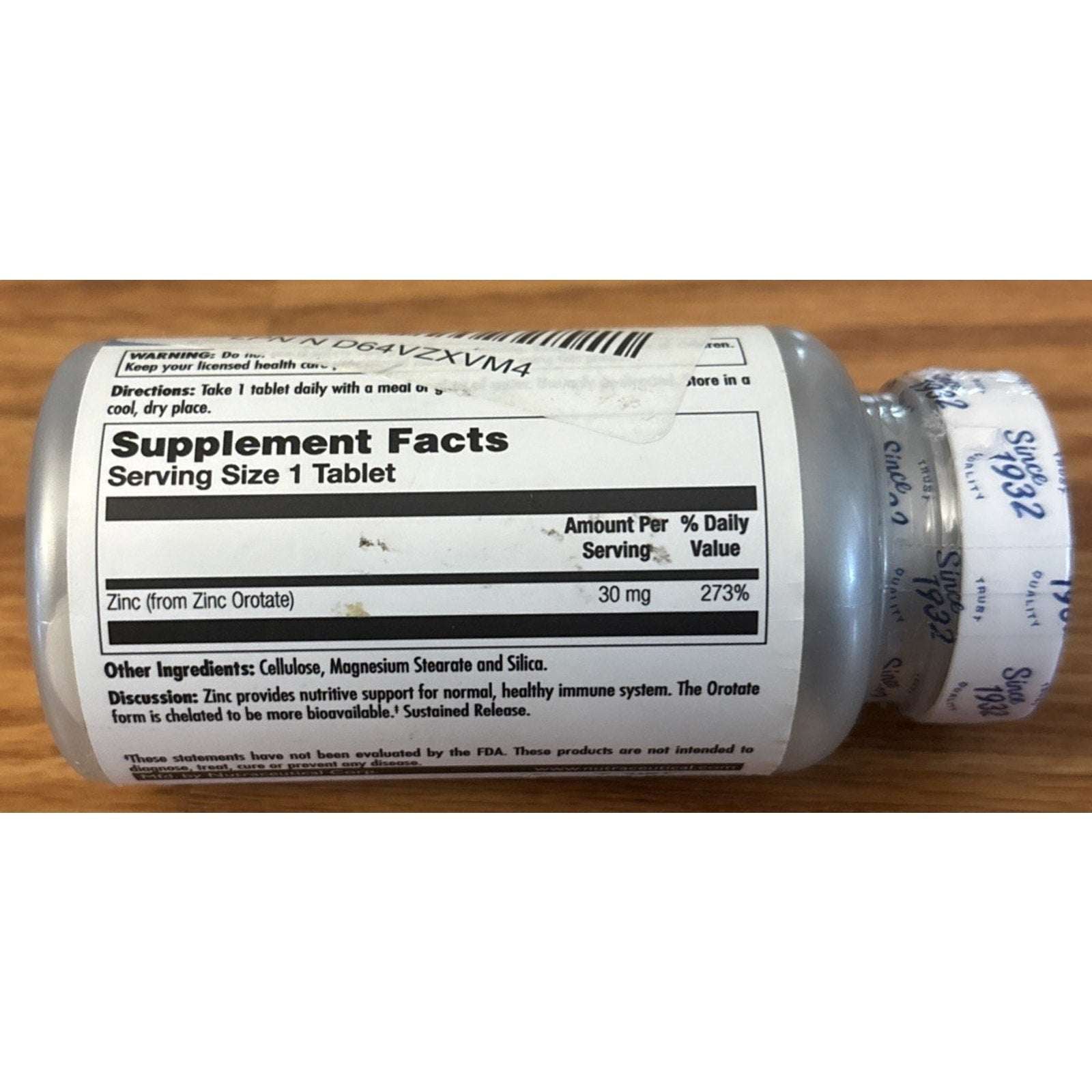 KAL Zinc 30 Orotate Sustained Release 30 mg 90 Tablets Immune System Support