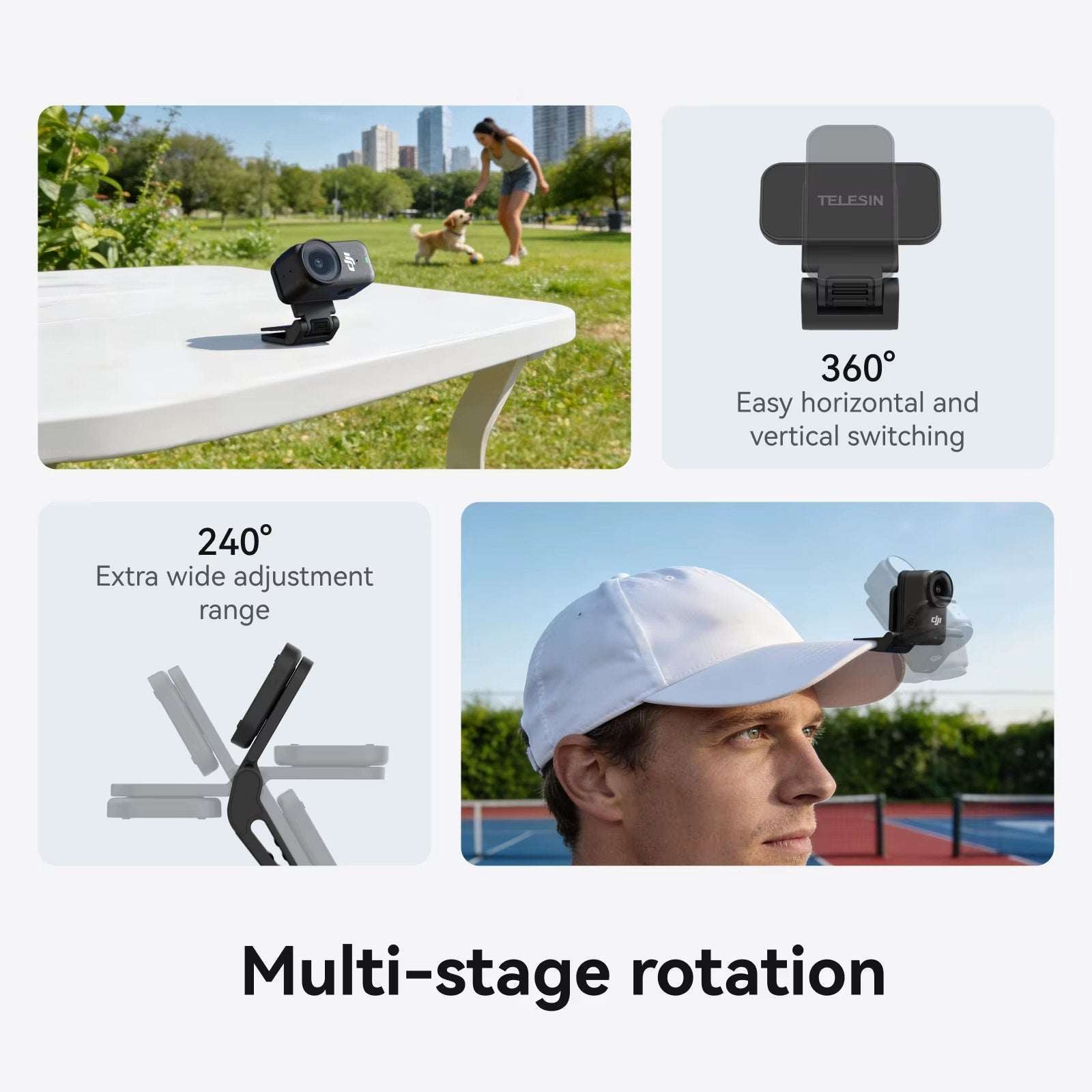 TELESIN Magnetic Quick-Release Cap Hat Brim Clip Camera Mount for DJI OSMO NANO