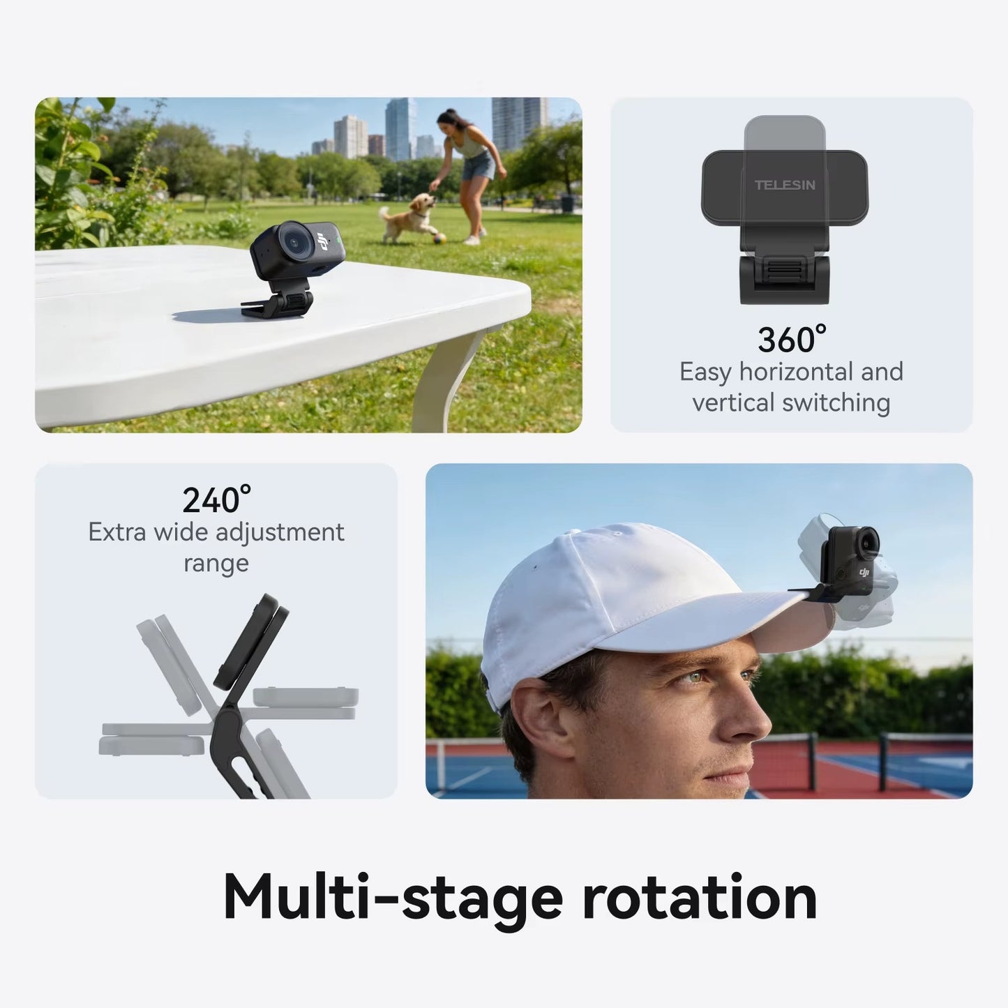 TELESIN Magnetic Quick-Release Cap Hat Brim Clip Camera Mount for DJI OSMO NANO