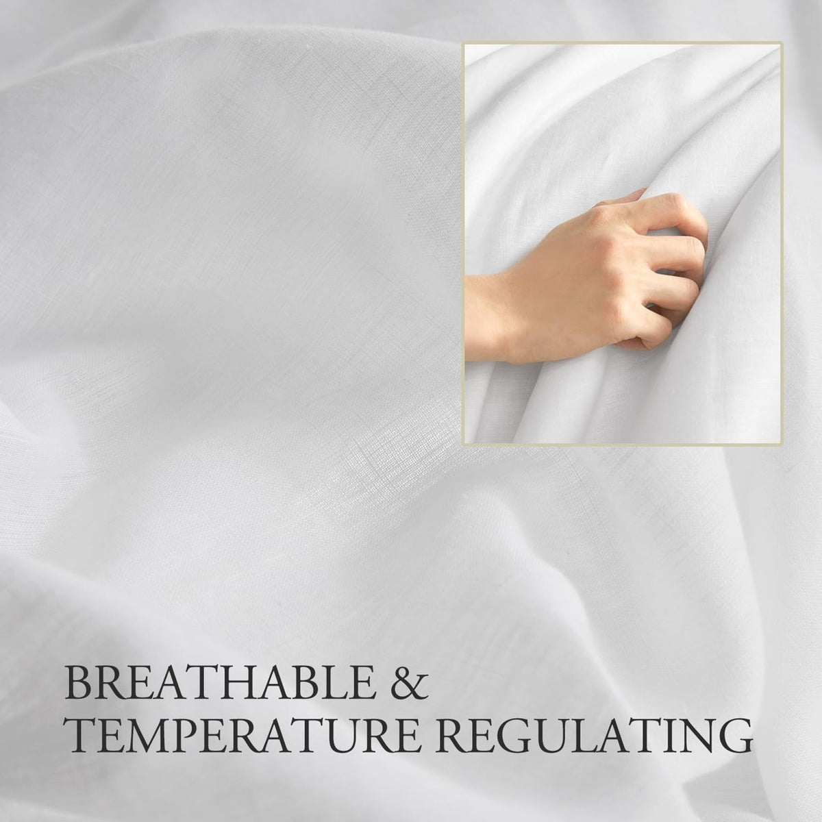DAPU 100% Natural French Linen Luxury 3PC Duvet Cover Set California King White