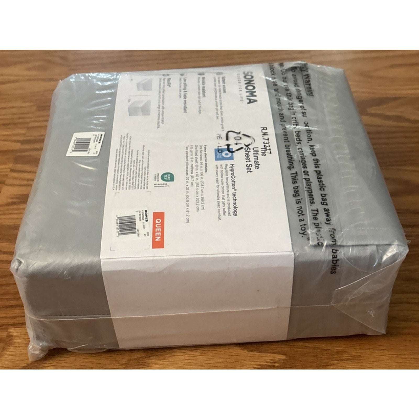 SONOMA ULTIMATE HYGROCOTTON 4PC SHEET SET 400TC Temp Regulating Light Gray QUEEN