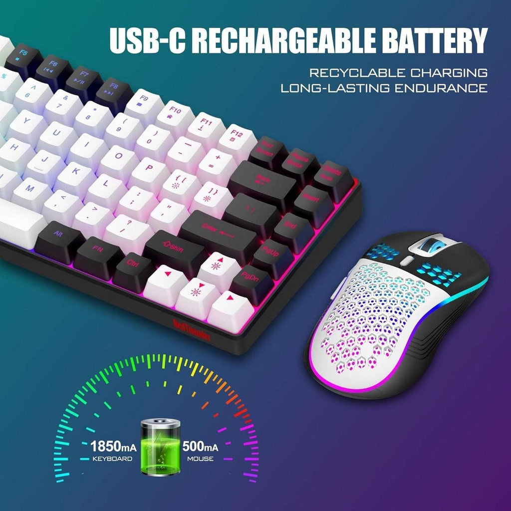 Red Thunder K84 Wireless Gaming Keyboard & Mouse Combo Rainbow Backlight Compact