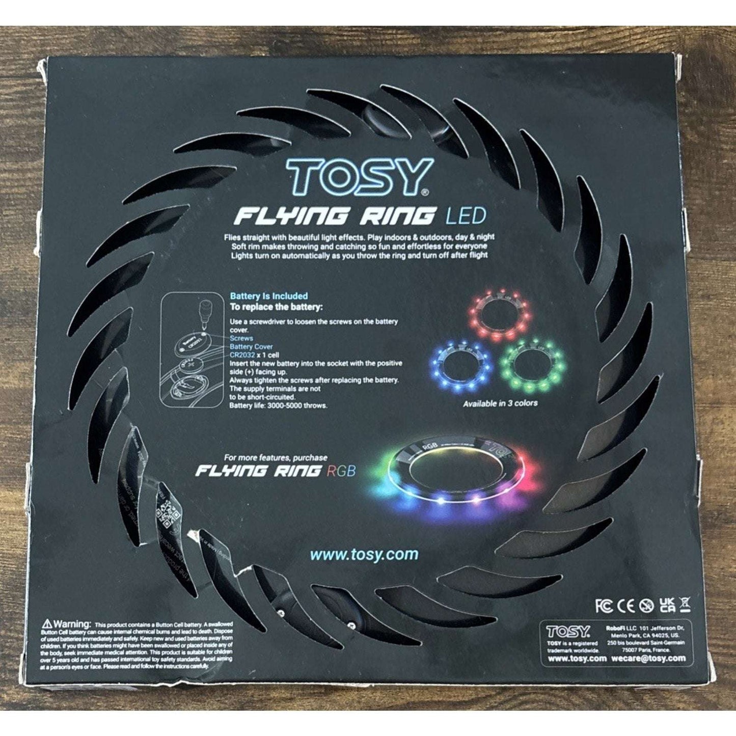 TOSY LED Flying Ring 3 Pack Red + Blue + Green Waterproof Floats Glows Auto-Off