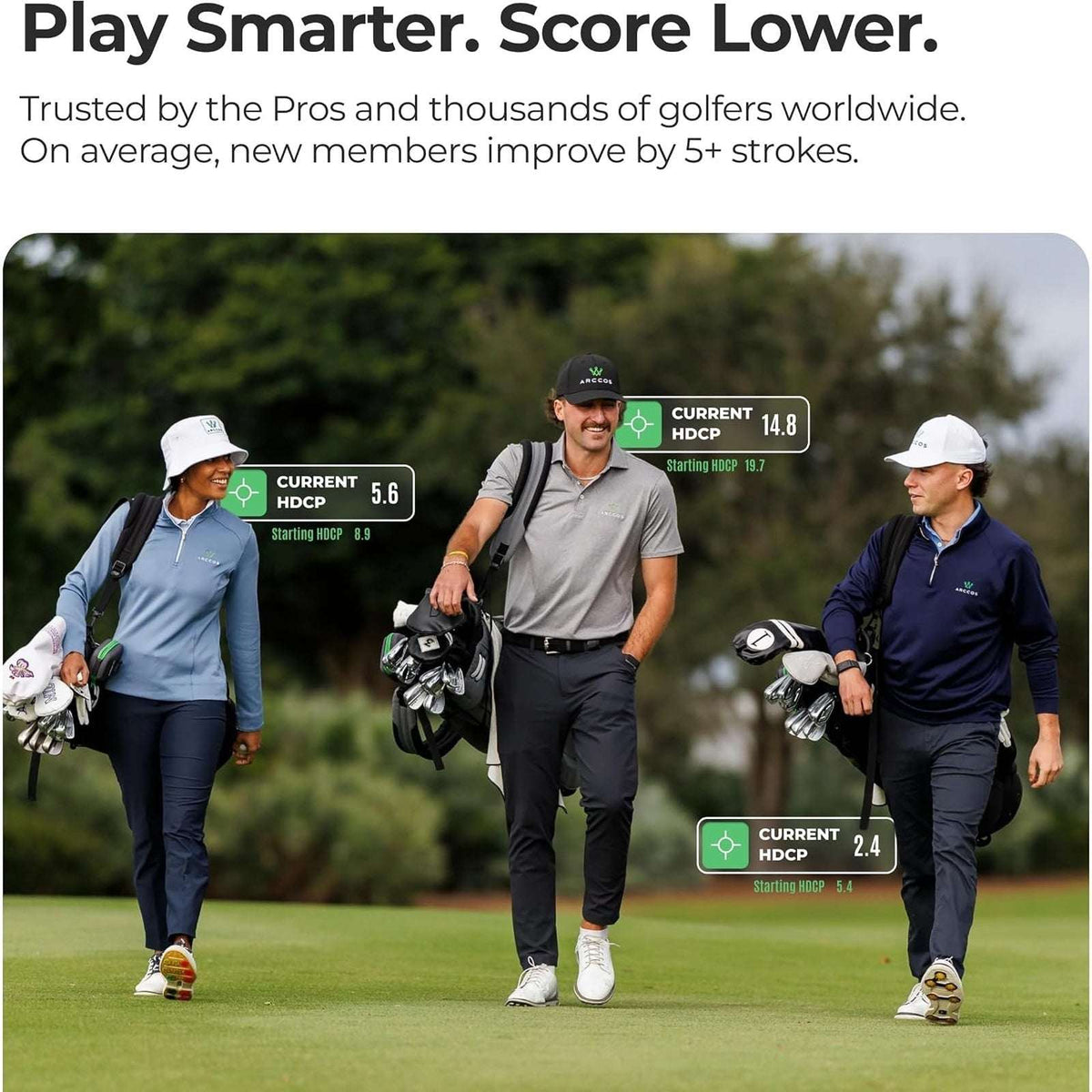 ARCCOS GOLF Gen 4 SMART SENSORS Smoke 80015 AI GPS Rangefinder Game Tracking Set