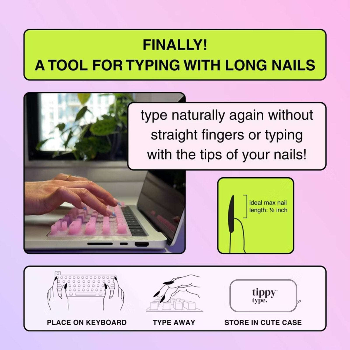 tippy type Long Nails Pink Keyboard Cover +Case for MacBook Air/Pro, Magic Keybo