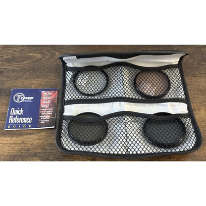 LOT of 4 55mm Glass Lens Filters w/ Case Tiffen 812 & CP - Quantaray +3 & ND2