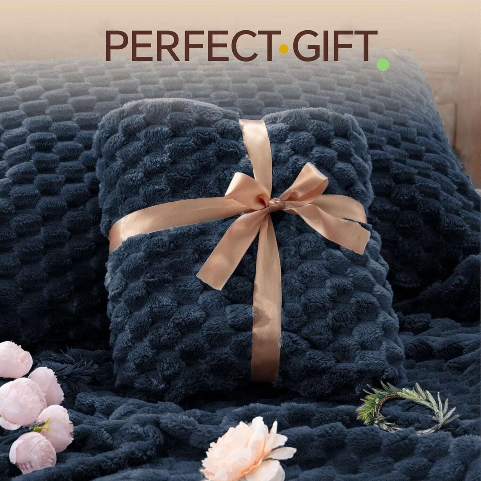 BEDELITE Fluffy Queen Size Comforter & 2 x Pillow Sham Set Navy Blue Fleece Soft