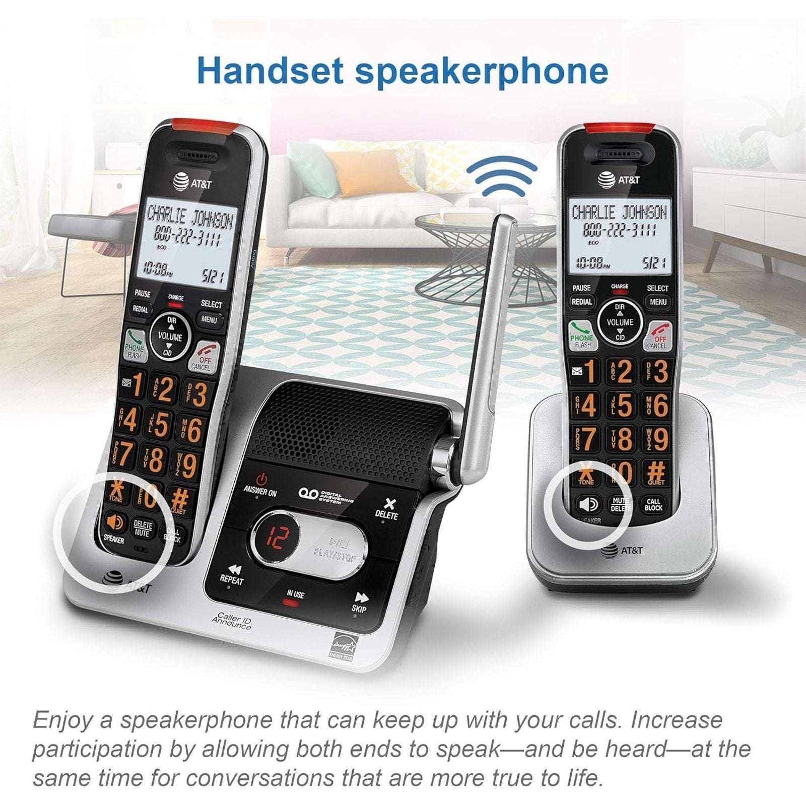 AT&T BL102 DECT 6.0 Cordless Phone w/ Answering Machine Caller ID/Block Intercom